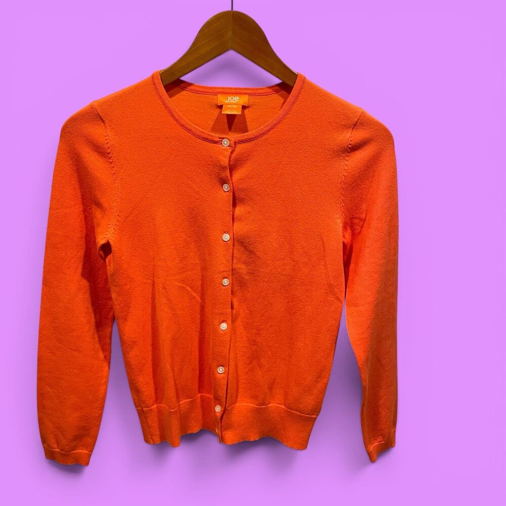 Cute cotton blend lightweight tangerine button front classic cardigan Joe Fresh